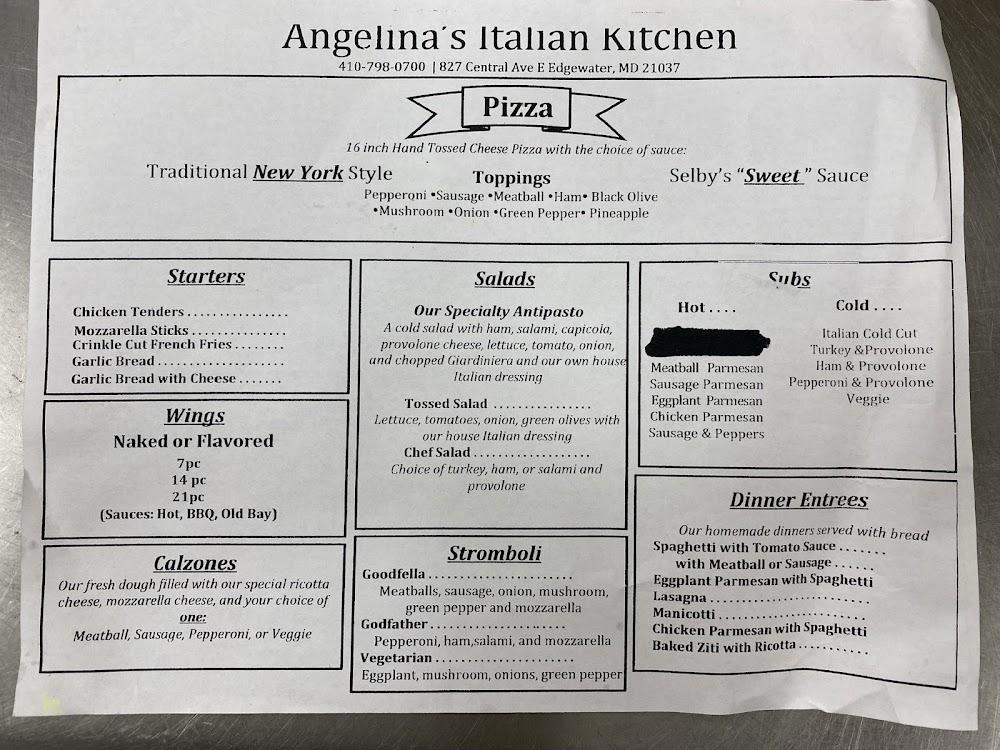 Angelina's Italian Kitchen and Sub Shoppe Menu image 1